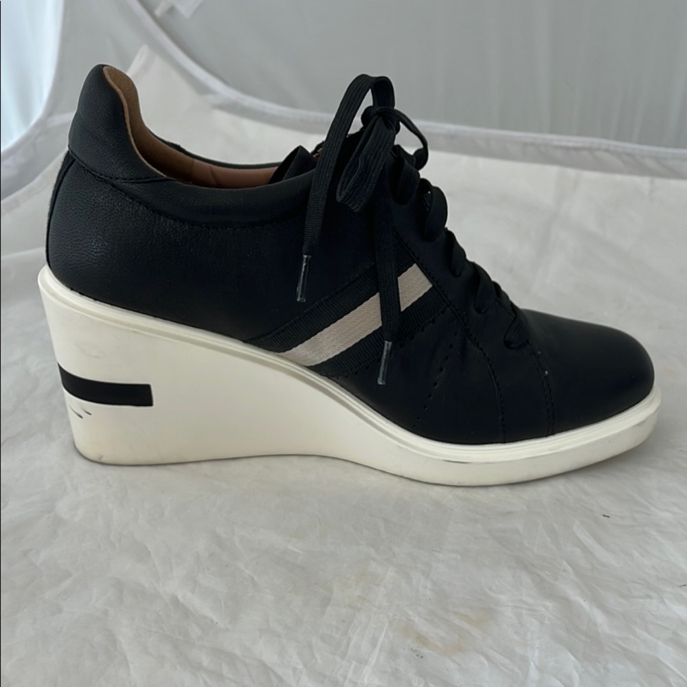 Paolo Black and White Wedge Sneakers - Picture 4 of 15